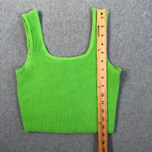 GB Gianni Bini Women's Small Neon Green Ribbed Knit Scoop Neck Cropped Tank Top thumbnail 2