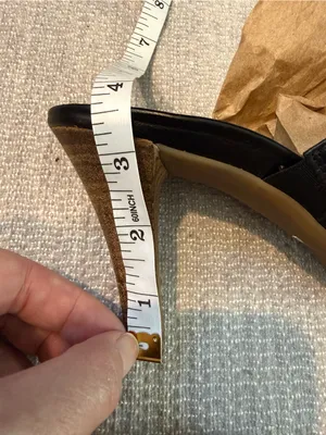 Paul Green Munich Black Leather Mule Heels Wood Heel EUC Minimalist Luxe 90s 5 thumbnail 7