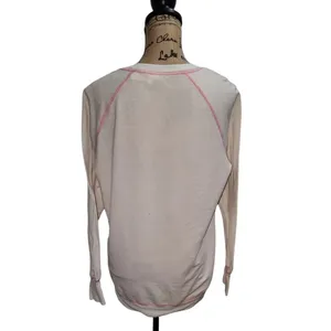 By Love Tree Sweatshirt Pullover Pink Contrast Stitching Comfy Casual L‎ thumbnail 3