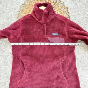 Patagonia Re-Tool Burgundy Fuzzy Fleece 3/4 Snap-T Pullover Jacket Size XS thumbnail 12