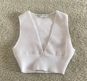 Aritzia White Fitted Crop Tank Top thumbnail 1