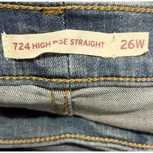 Levi's 724 Jeans Women's Size 26W NWT High Rise Slim Straight Distressed Blue thumbnail 9