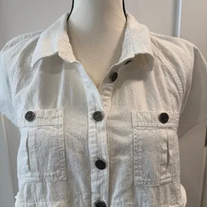 Free People Women’s White Button Up Shirt Dress Size L thumbnail 3