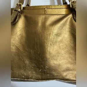 Fendi Gold Leather Selleria Villa Borghese‎ Satchel Shoulder Bag thumbnail 3