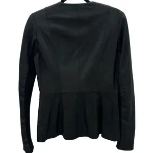 VEDA Black Lamb Leather Asymmetrical Moto‎ Biker Peplum Jacket Womens Sz Small thumbnail 3