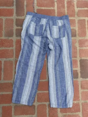 Old Navy Linen blue striped pants 🌊 thumbnail 3