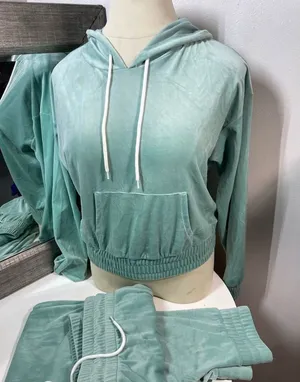 No Boundaries Juniors Velour Hoodie & Pants Set Green Casual Outfit XXL thumbnail 1