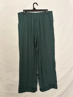GapBody Satin PJ Pant M Green Stripe Pajama Pants Elastic Drawstring NWT(A911) thumbnail 8