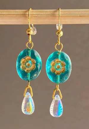 quality Czech glass beads fairy chic dangle earrings💐 thumbnail 1