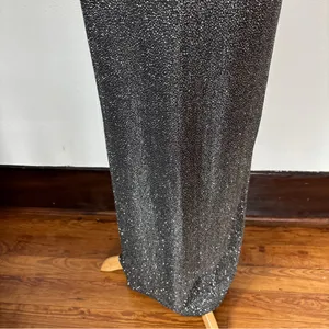 Jump Vintage 90s Black + Silver Glitter Full Length Sleeveless Prom Dress thumbnail 9