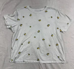 Old Navy L Everywear Tee 100% Cotton Off-White Lemon Print Short Sleeve Fruit thumbnail 1