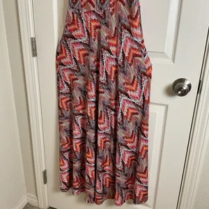 Veronica M Jene Stretch Drop Waist Maxi Dress Medium Boho Chevron Geometric thumbnail 9