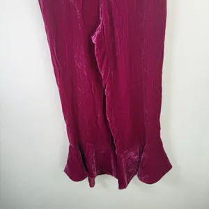Trina Turk Velvet Silk Blend Flare Ruffle Capri Pants Preppy Retro Boho Womens 0 thumbnail 4