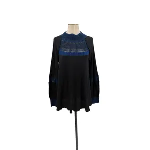 Free People Snow Day Thermal Tunic Black Blue Long Sleeve Top‎ Size Medium thumbnail 3