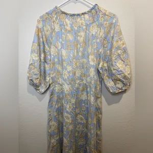 Rebecca Taylor Short‎ Sleeve Satin Leaf Floral 100% Cotton Maxi Dress Size 8 thumbnail 10