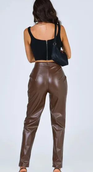 Princess Polly Brown Leather Pants thumbnail 3