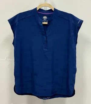 Healing Hands Purple Label Journey Camo Scrub Top Navy Blue XS 2352 Split Neck thumbnail 1