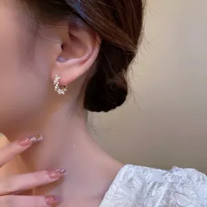 18K Gold Plated White Pearl Hoop Earrings for Women thumbnail 3