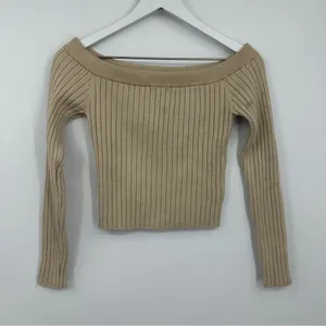 Aerie Cropped Off The Shoulder Sweater Top Size Medium Boho Ribbed Knit thumbnail 6