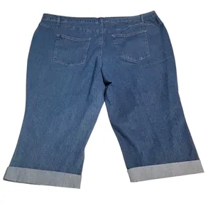 NWT Women Within 30W Petite Stretch Denim Capri Jeans Plus Size Cuffed thumbnail 2