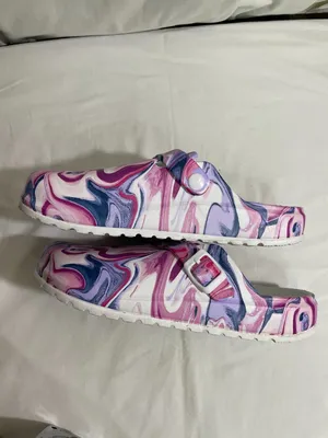 Marble Print Clogs Sandals Women's EU 41 Pink Purple White Slip On Comfort Shoes thumbnail 5