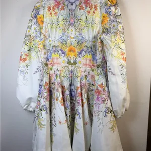 Miss Rosier Floral Long Sleeve Dress belted flare skirt thumbnail 8