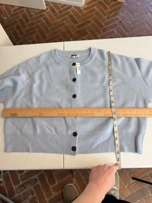 Madewell Raglan-Sleeve Cropped Cardigan in Merino Wool sky blue size xl new thumbnail 6