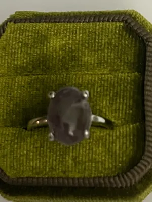 Elegant/Classic Titanium Steel Silver Faux Amethyst Gemstone Ring S 9 thumbnail 2