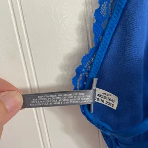 AERIE Lace Racerback Cross Back Lined Bralette Bra Lingerie Cobalt Blue Size M thumbnail 10