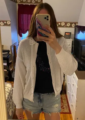 Princess Polly Vintage Lace Button Up White Cardigan 90s Girly 🤍 thumbnail 2