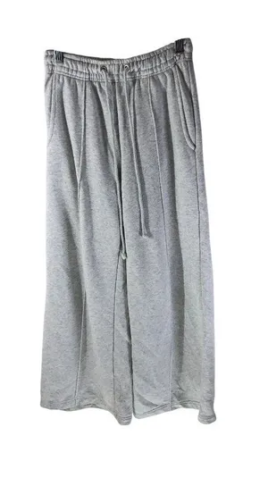 Bershka Womens Wide Leg Sweatpants Pintuck Pockets Drawstring Pockets Gray XS thumbnail 1