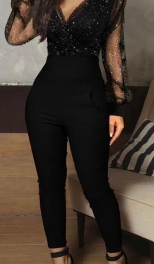 Chic Me Black Glitter Jumpsuit thumbnail 1