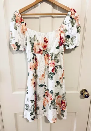 Bailey blue floral lace off the shoulder dress thumbnail 2
