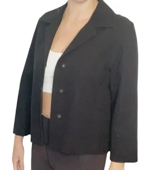 JM Collection Black Cropped Long Sleeve Blazer Jacket Size XL thumbnail 1