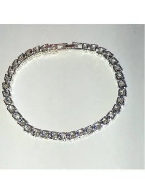 Elegant Reddish Orange Rhinestones and Silver Tone Tennis Bracelet thumbnail 6