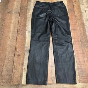 VINTAGE Tommy Hilfiger Women's Black Leather Pants Sz 6 Y2K Edgy Biker Grunge thumbnail 7