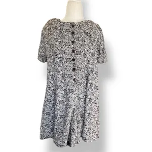 Express Vintage 90s Black White Floral Rayon Button Front Romper‎ Small Romantic thumbnail 3