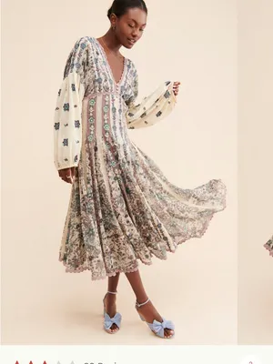 Anthropologie Let Me Be Floral Embroidered Lace Long Sleeve Bohemian Maxi Dress thumbnail 5