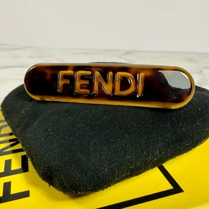 Fendi Brown Tortoise Logo Hair Clip thumbnail 6