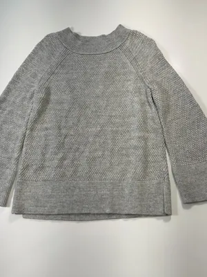 LOFT 100%. Otto Gray Crewneck Sweater with Bell Slit Sleeves Size Medium thumbnail 2