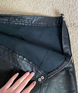 ZARA Black Leather Skirt thumbnail 2