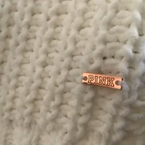 Vtg Victoria’s Secret chrib sweater pullover white rose gold logo mock neck Sz X thumbnail 3