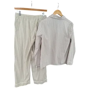 Haven Well Within Striped Cotton Pajama Set Size S Tan thumbnail 8