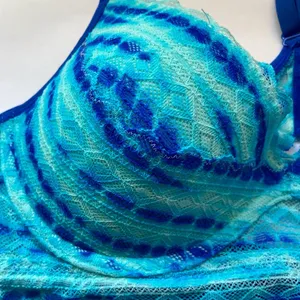 PINK Victoria's Secret Blue Lace Racerback Bra SZ L thumbnail 3
