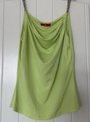 RARE Y2K Lime Green Chain Strap Top ✨ Fairycore McBling Cowl Neck Cami S thumbnail 1