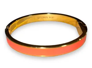 Kate Spade New York Sparks Fly Enamel Bangle Bracelet Coral Gold Tone thumbnail 1