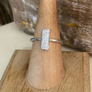 Micro Pave Cubic Zirconia Sterling Silver Ring Silver thumbnail 6