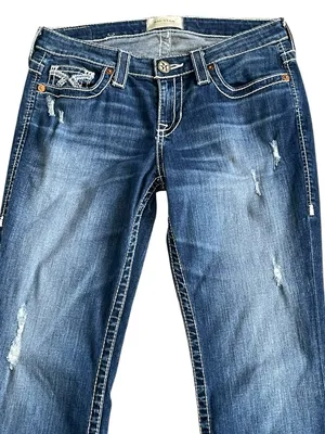 Big Star Low Rise Bootcut Blue Jeans Women’s Size 28L Embroidered Pockets thumbnail 4