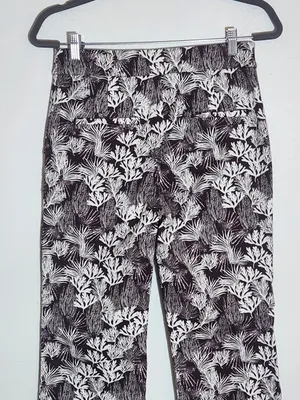 LOFT Brown and White Coral Print Cropped Bootcut Pants Size 2 thumbnail 5