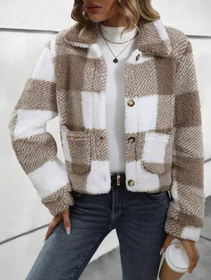 SheIn Brown Teddy Coat thumbnail 1
